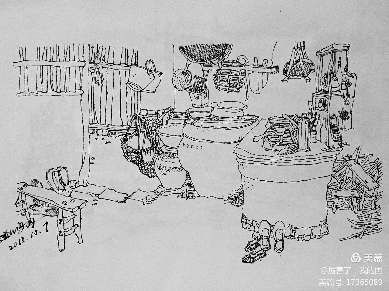 钢笔画特辑-九月九日忆山东兄弟