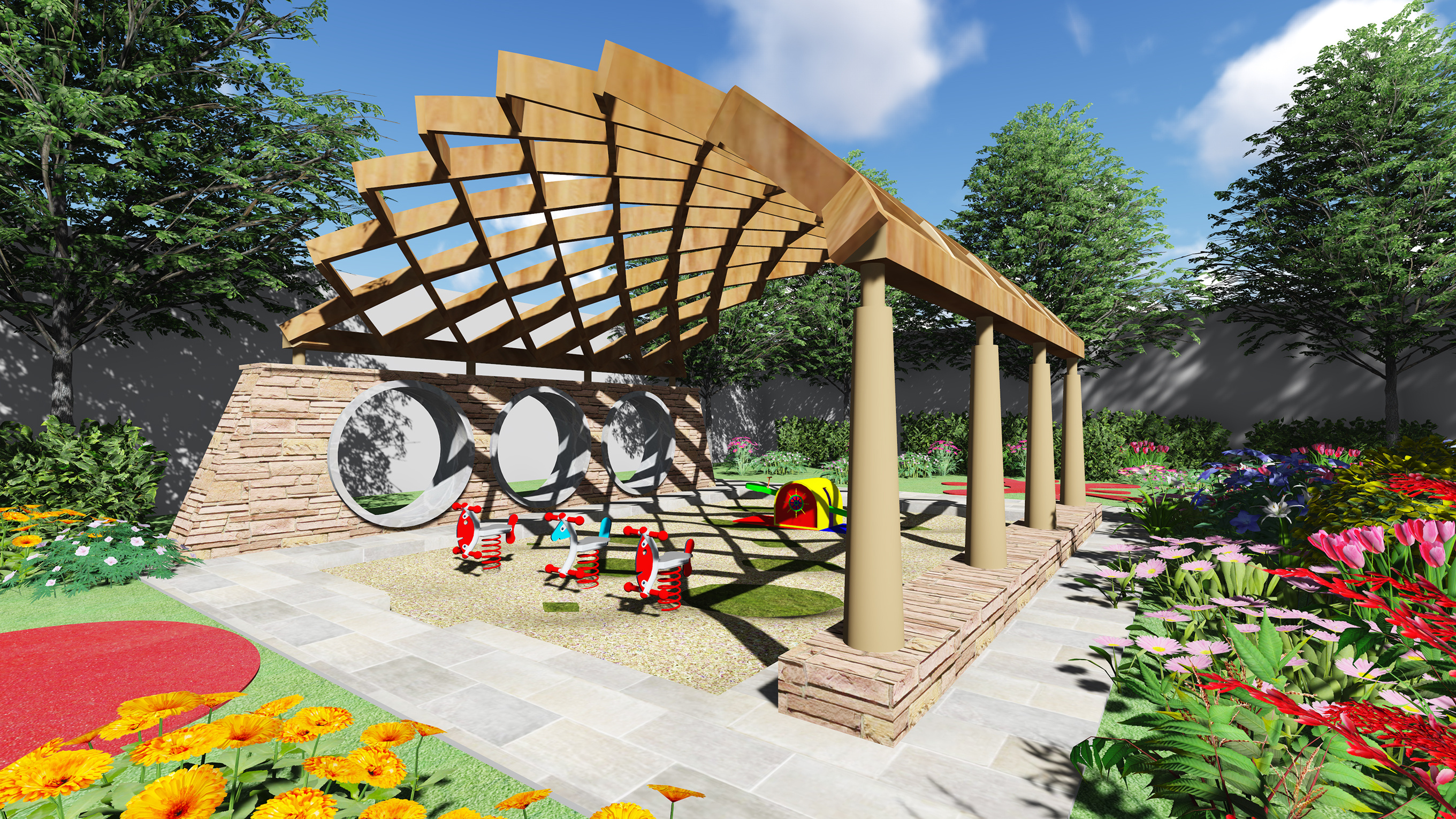 儿童游玩水池（景观公共设施）|空间|景观设计|ALIN_L - 原创作品 - 站酷 (ZCOOL)