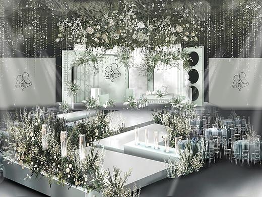 婚礼效果图｜白绿清新孟菲斯风格