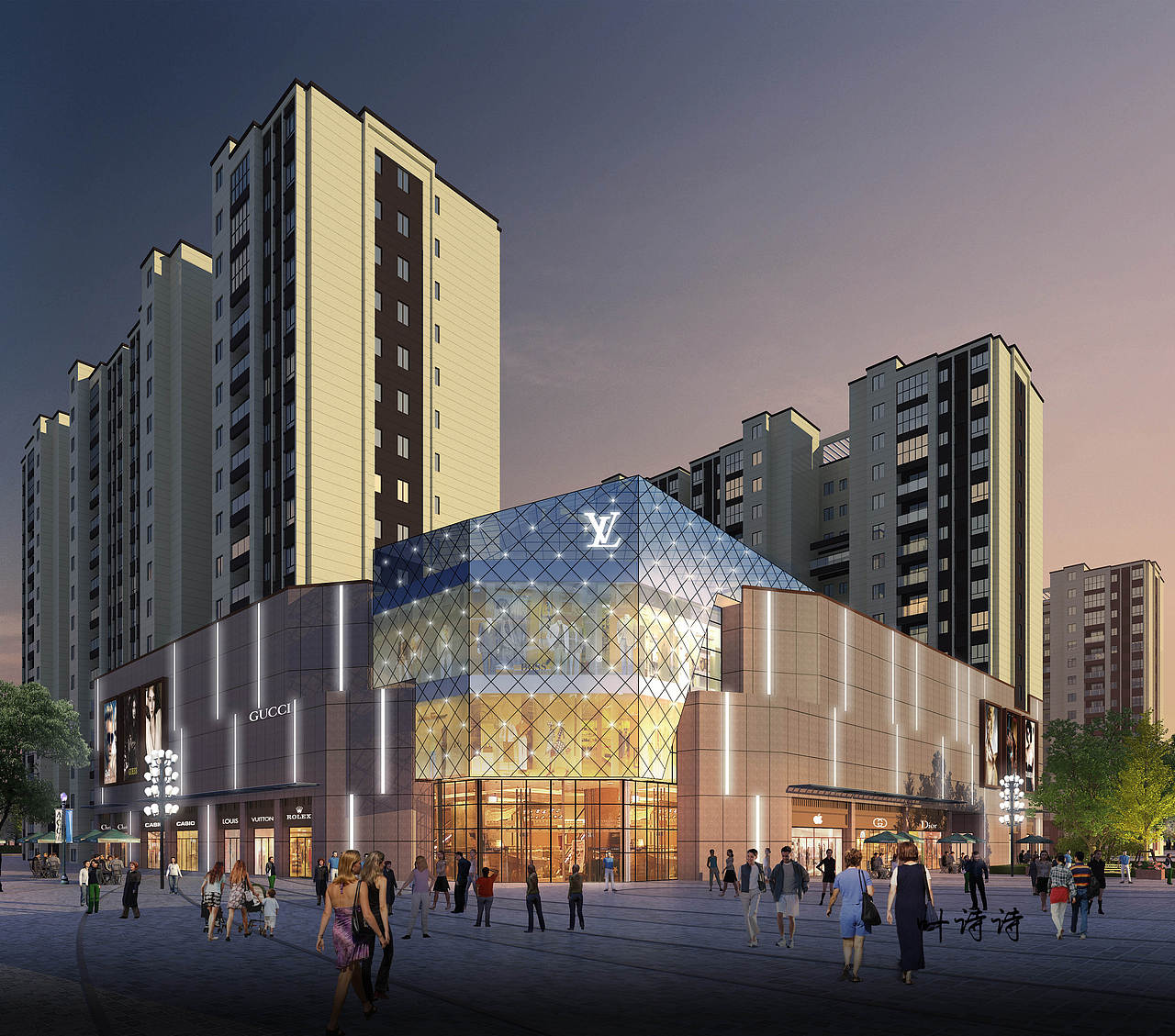 室外效果图 |商业街外立面