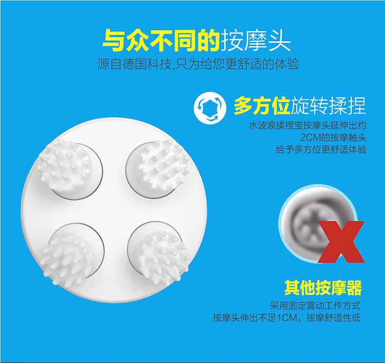 电动头部按摩器便携式硅胶旋转揉捏龙爪手3D按摩仪