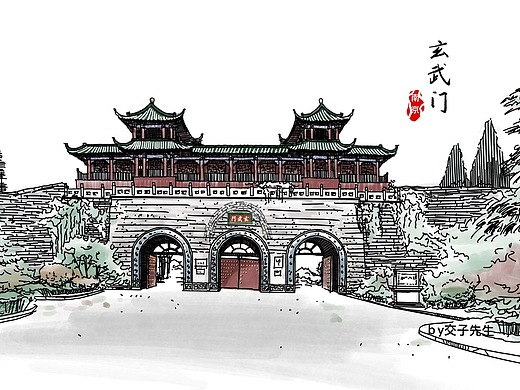 网红南京 | 玄武门插画-商业插画2401122天前网红南京 | 朝天宫插画