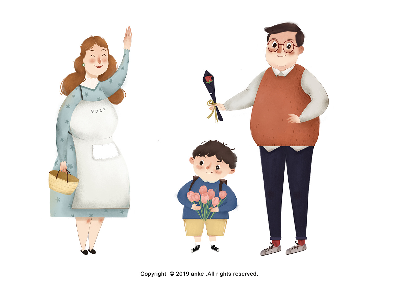 一家三口9869996996|插画|商业插画|安稞anke - 原创作品