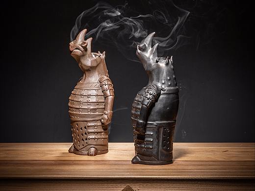 器十二犀牛将军香薰炉家居摆件