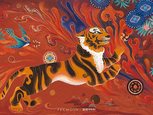 百雀羚x敦煌博物馆 限量版彩妆眼影盘插画