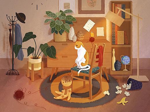 温暖的房间插画