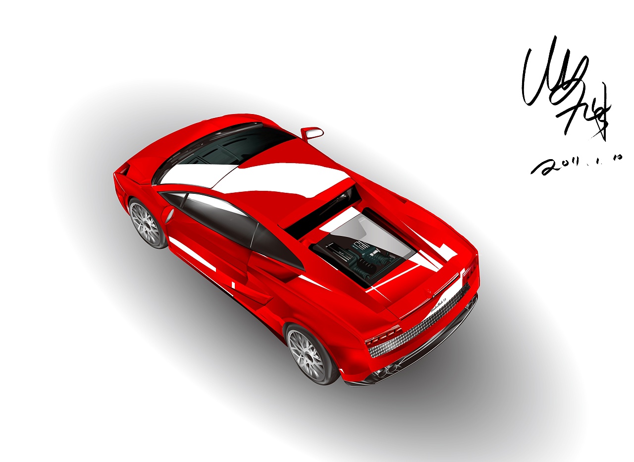平面设计师 鼠绘的保时捷,最近刚买绘图板,上了个色 原创  -  插画