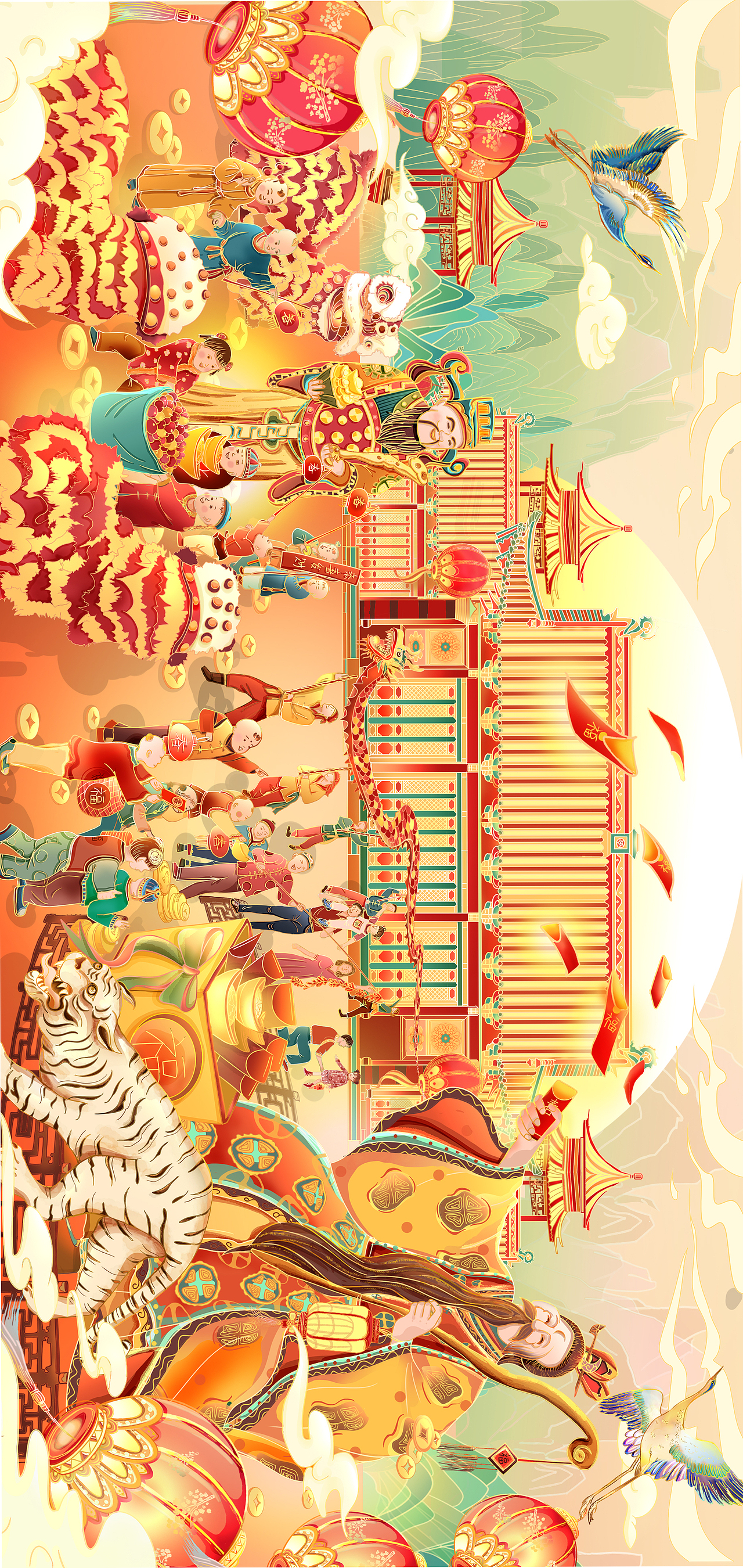 2022虎年贺图-虎年新春国潮插画合集（图ZMjg0MDc2ODg4） - 商业插画 - 站酷设计师伊伊插画原创素材 - 站酷ZCOOL