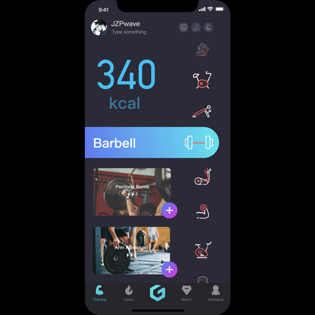 GYMER(图ZMTI1NDUwOTY0) - APP界面 - 站酷设计师苍耳子wave原创素材 - 站酷ZCOOL