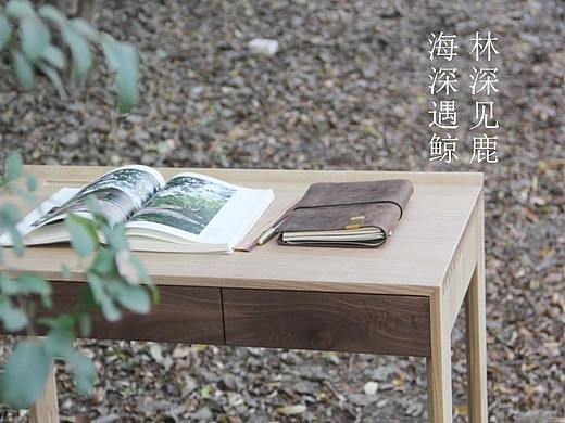 燕尾榫白蜡木榫卯小书桌/梳妆台（抽屉面板黑胡桃）