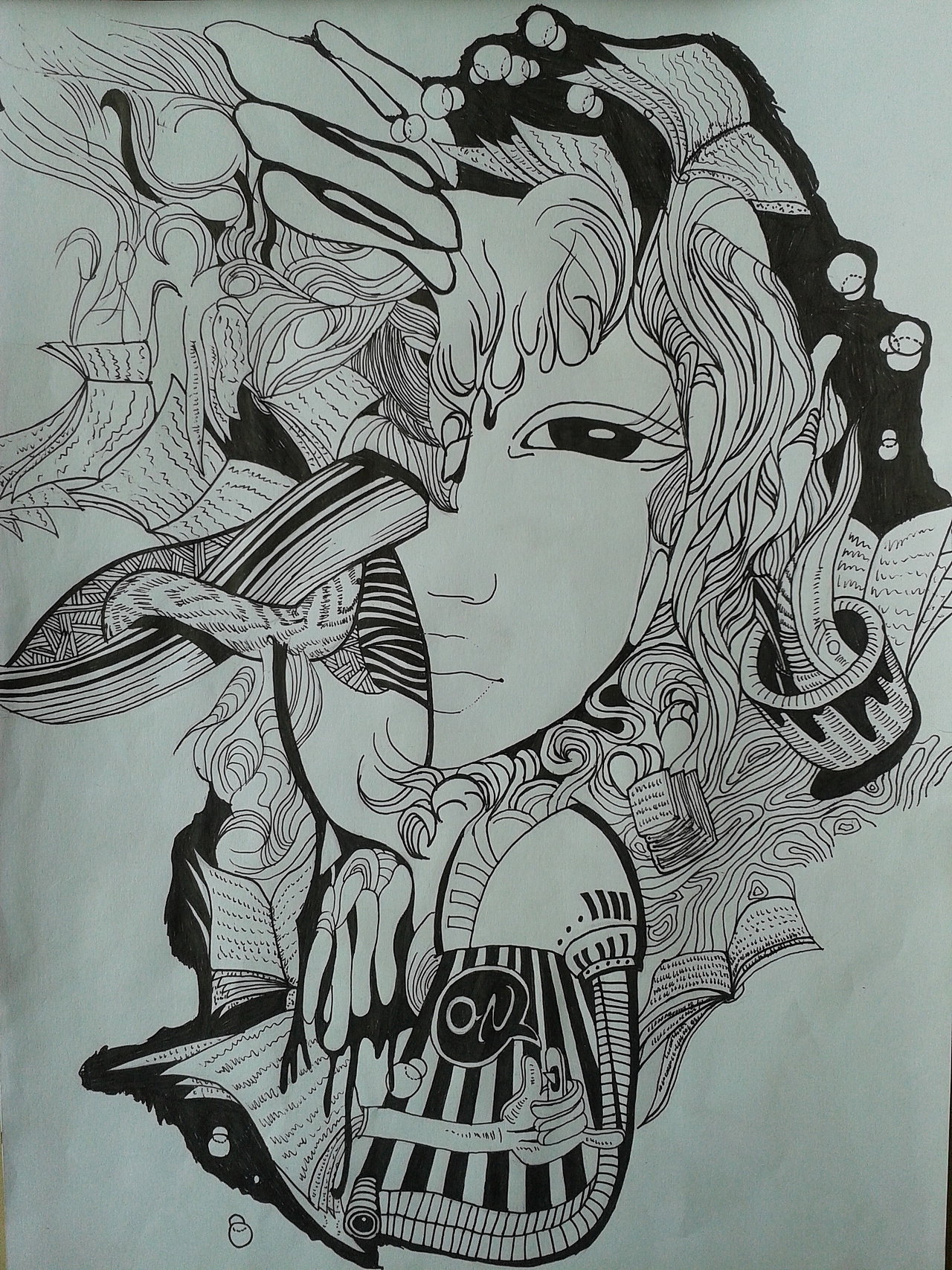 铅笔稿 钢笔描边