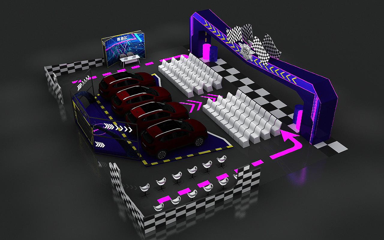 比亚迪会场布置设计3D效果图