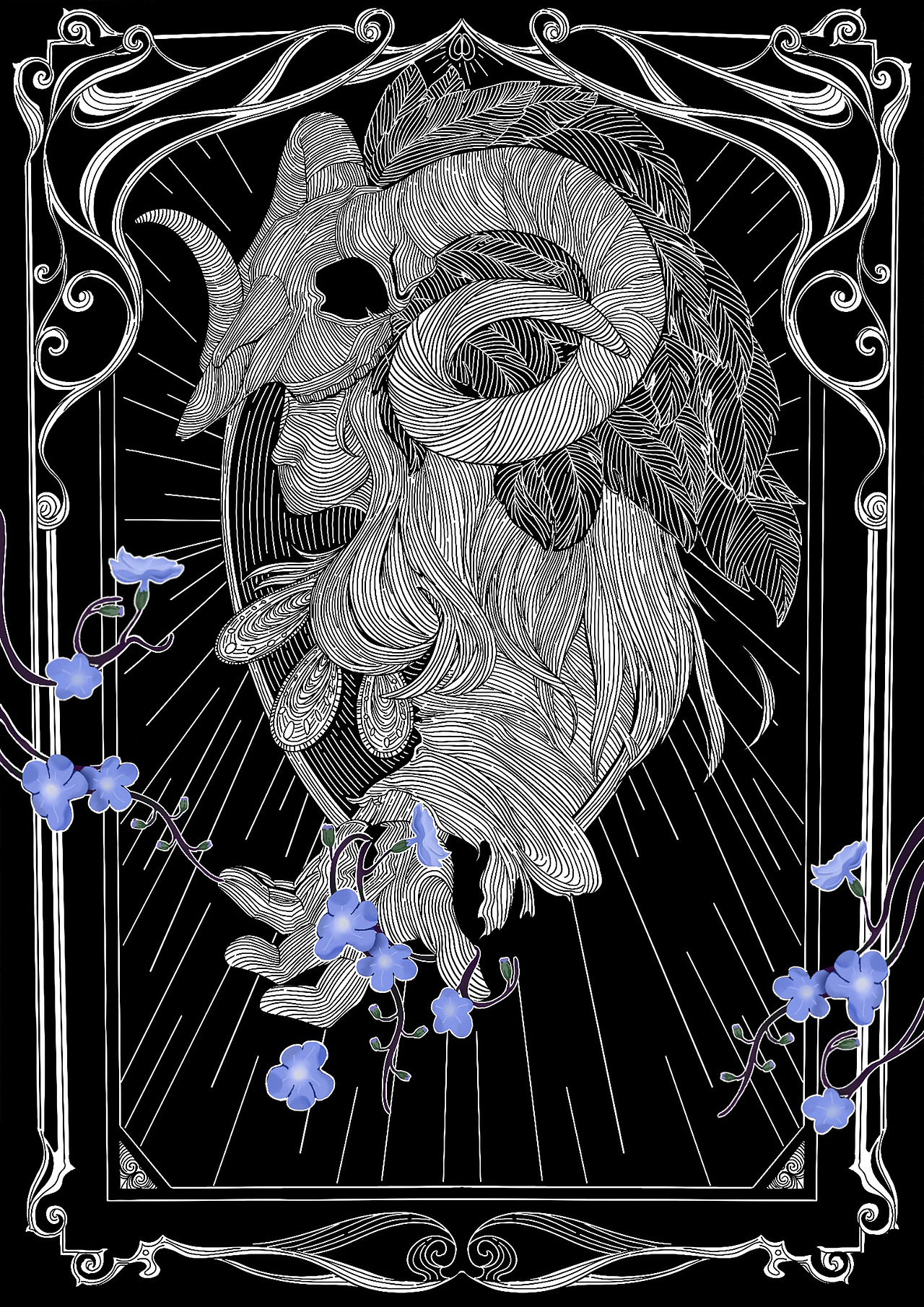 《花与阴暗面》系列插画作品（图ZMjYzMDA3Nzg4） - 艺术插画 - 站酷设计师大坚果丿原创素材 - 站酷ZCOOL
