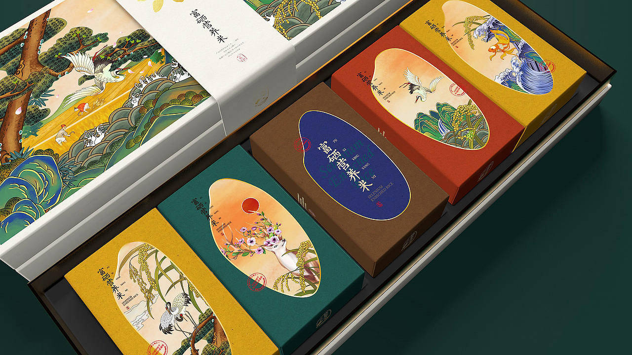 鹤泉净米礼盒设计(富硒营养米)