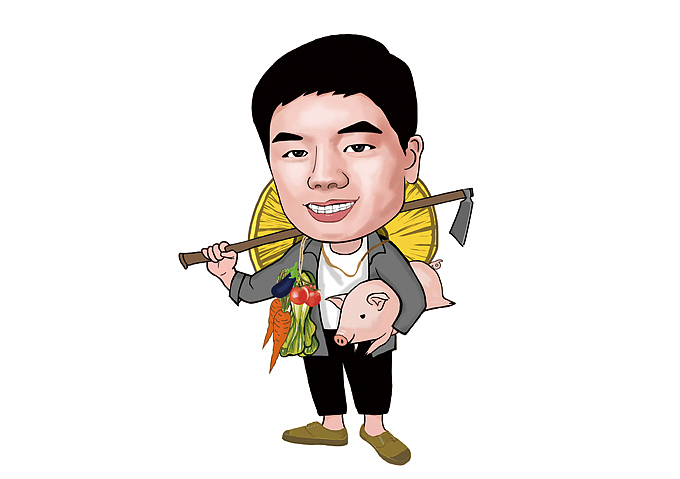 吉祥物是根据客户形象来做的,打造一个农民的形象,客户的身份既是董事