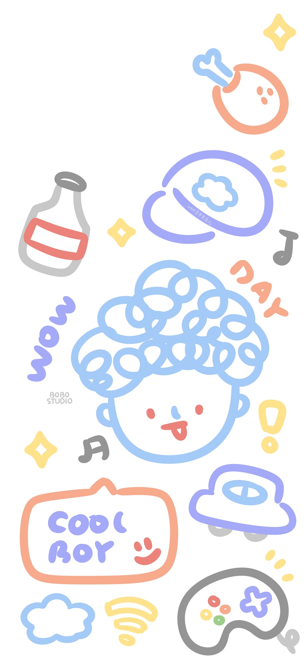 11期 卡通涂鸦简笔画壁纸（图ZMjk5MDg5NTg0） - 商业插画 - 站酷设计师菠萝果酱原创素材 - 站酷ZCOOL