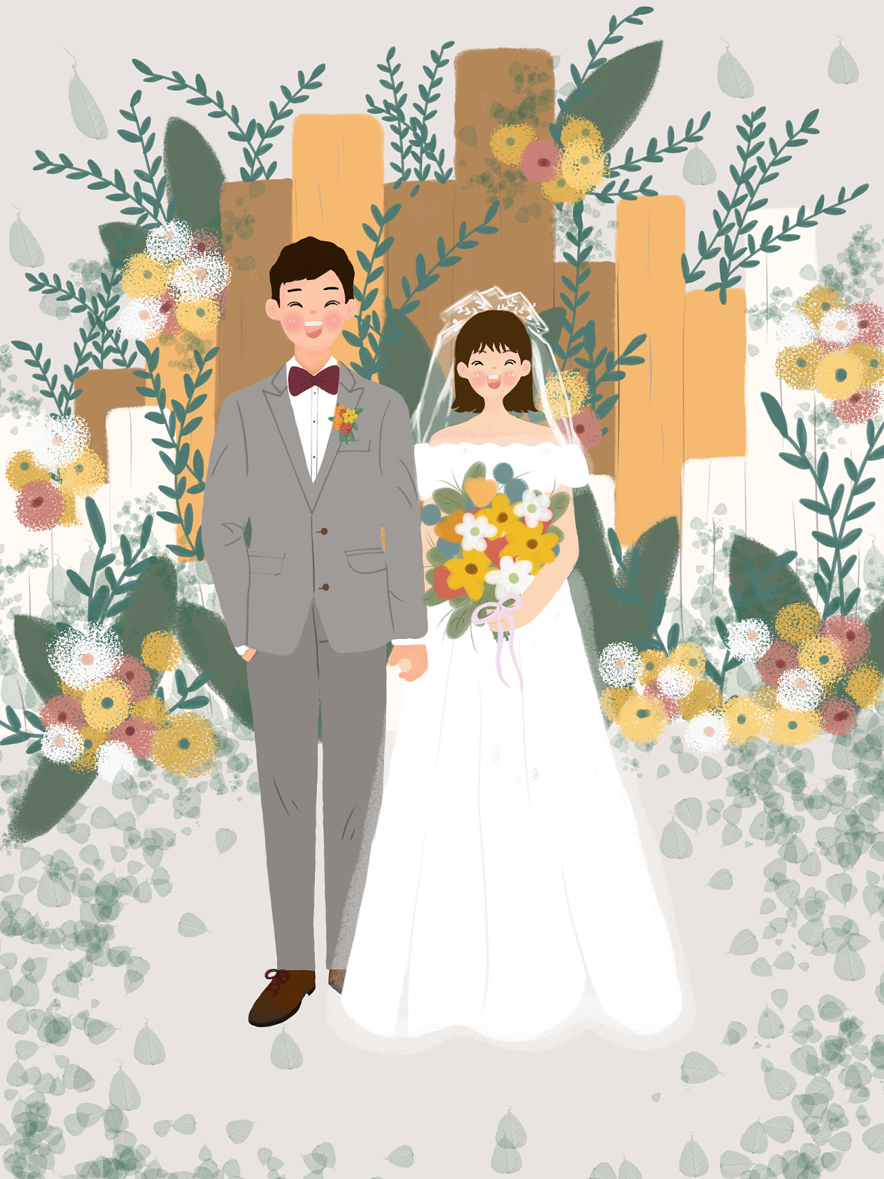 婚礼迎宾牌|插画|商业插画|大喜在画画 - 原创作品 - 站酷 (zcool)