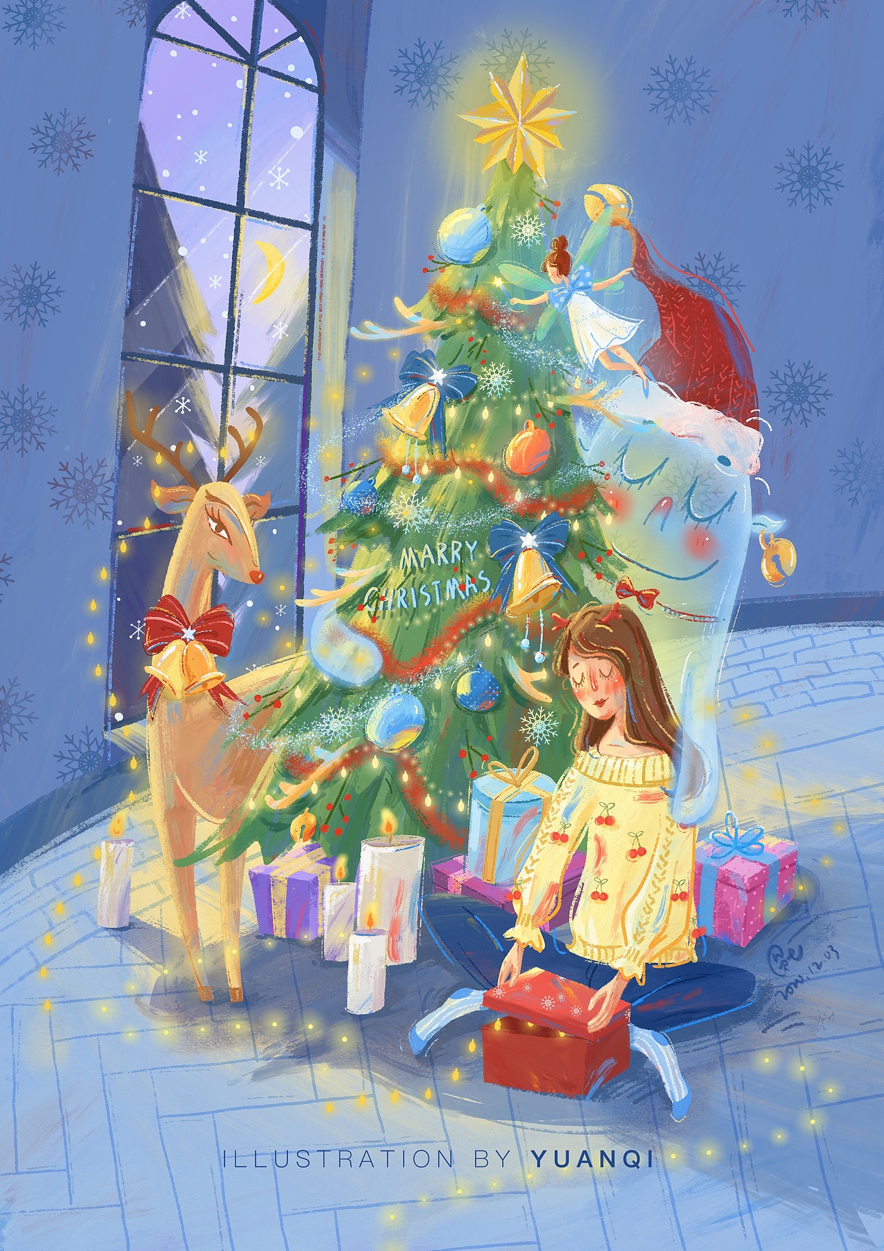 插画练习-圣诞节系列（图ZMjM1NDA4Nzg0） - 创作习作 - 站酷设计师圆七style原创素材 - 站酷ZCOOL