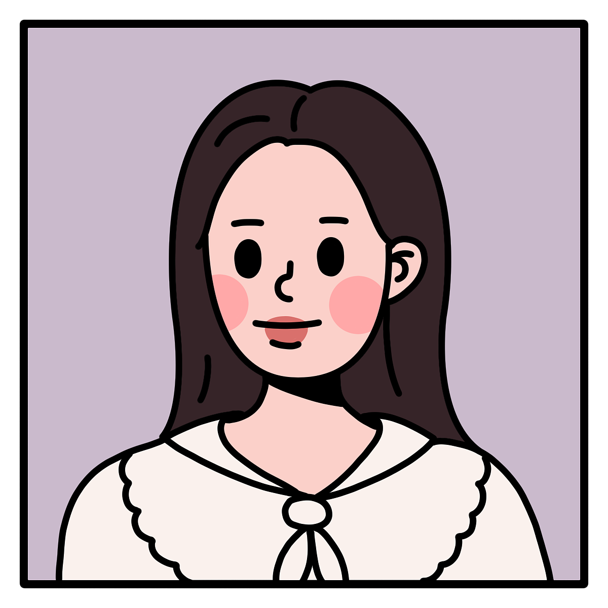 线条风格卡通女孩头像