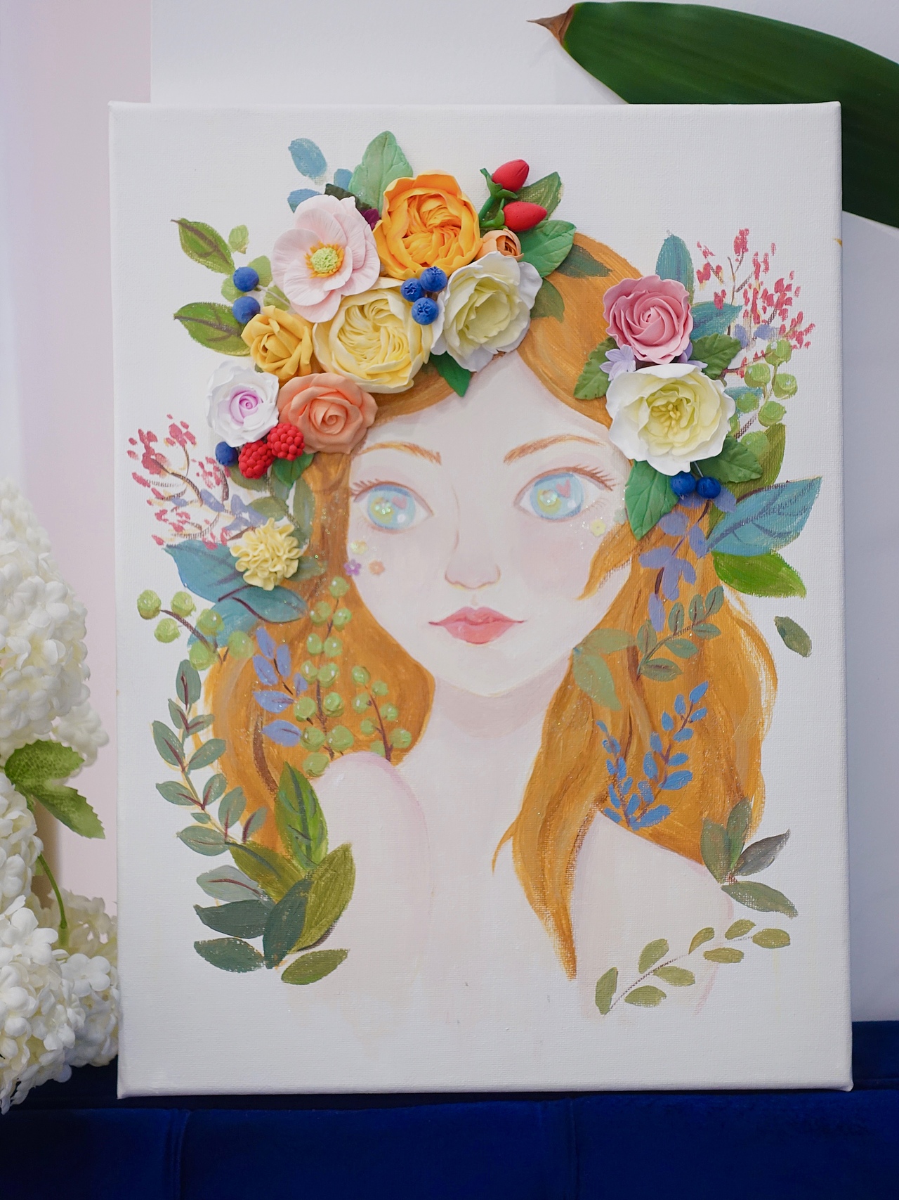 【手工粘土+手绘丙烯画】花与少女 黄色系🌼（图ZMjQxNDY2OTUy） - 其他手工艺 - 站酷设计师芝士满杯桃桃原创素材 - 站酷ZCOOL