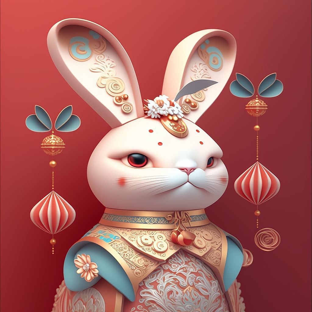 福兔迎春,万事胜意。