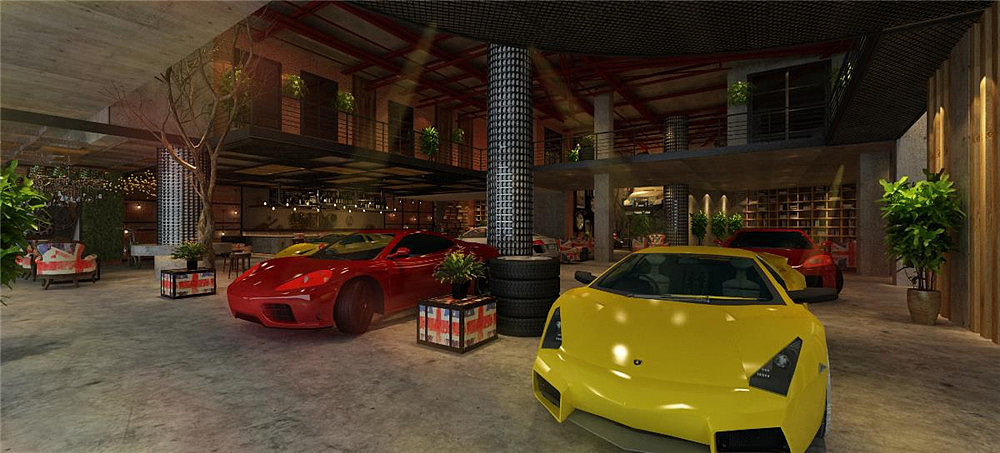 郑州餐饮会所设计公司分享汽车主题咖啡厅设计案例（图ZODk0MzU2NjQ=） - 家装设计 - 站酷设计师郑州餐厅设计公司原创素材 - 站酷ZCOOL