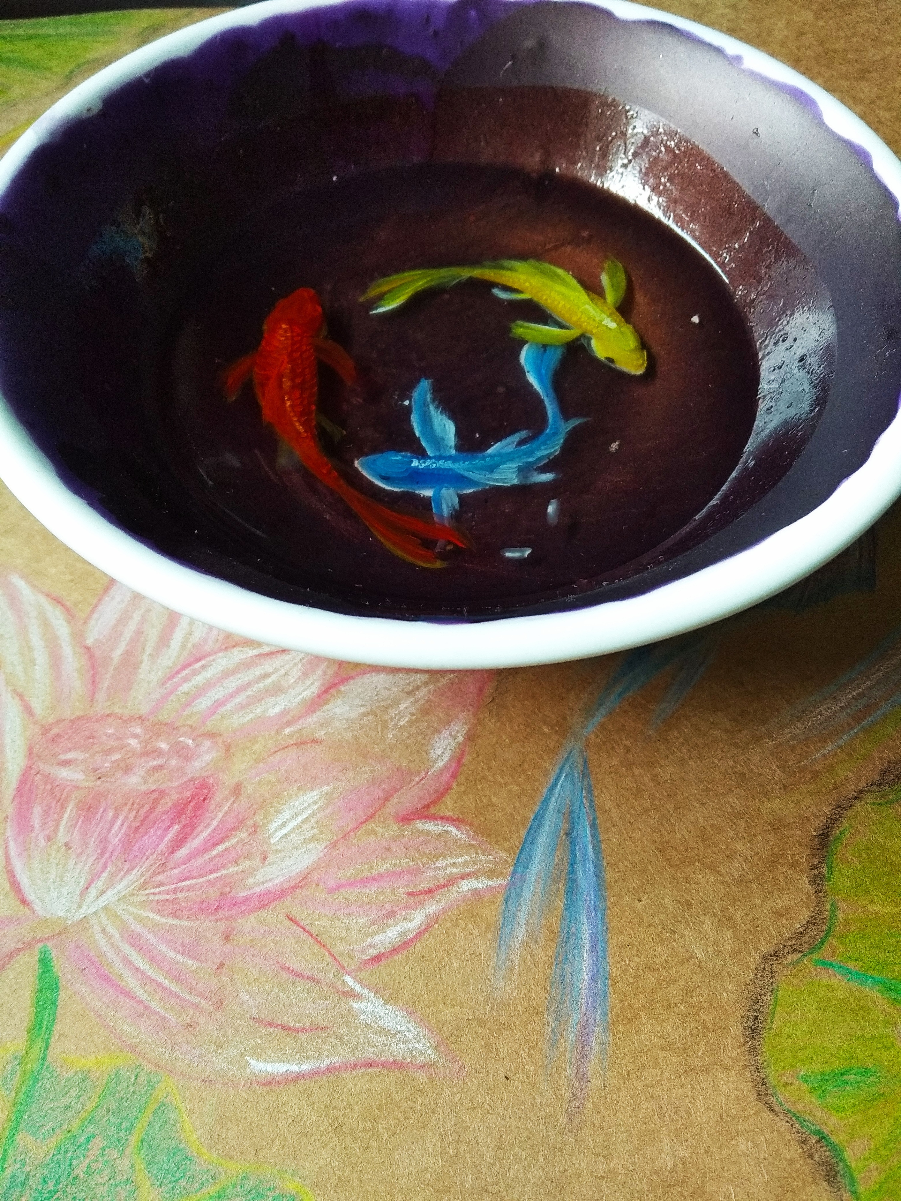 树脂画,三原色小鱼