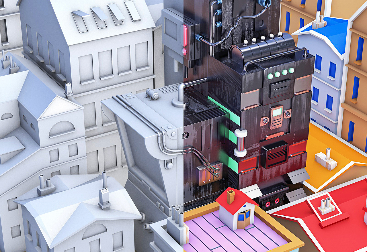 C4D城市模型制作（图ZMTg5NjE4NDky） - 建筑/空间 - 站酷设计师下一秒麦克原创素材 - 站酷ZCOOL