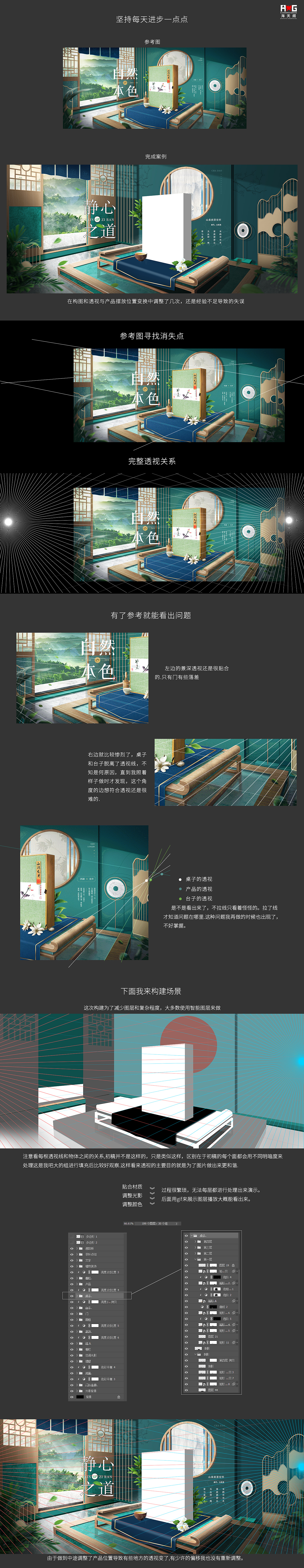 ps手搓出来的海报场景图,透视图分解