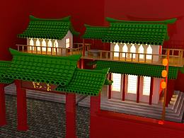 仿古建筑夜景-亭台楼宇之间