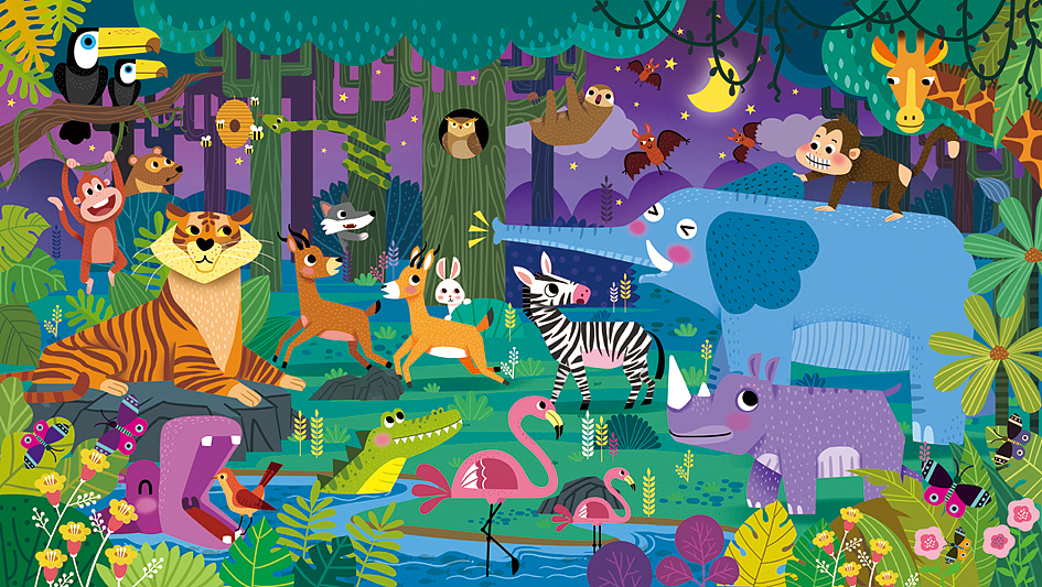 4款主题拼图插画