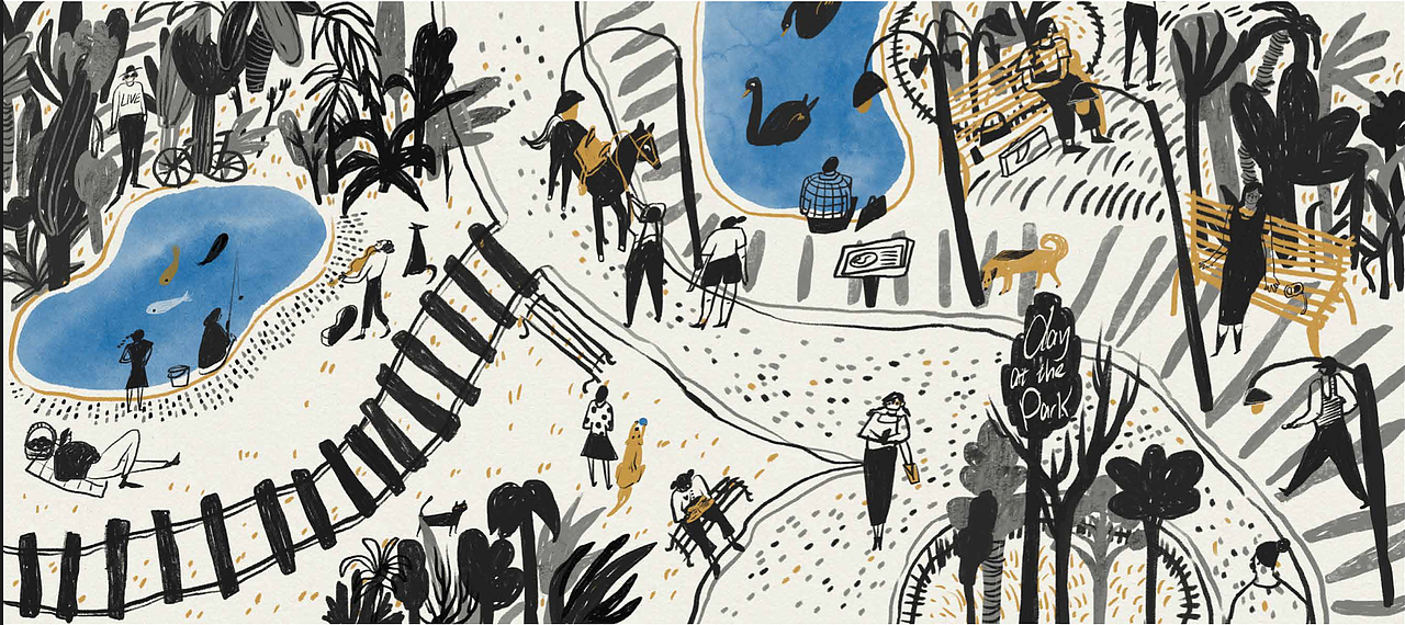 In the Park长卷系列作品（图ZMjkzMTcxOTQw） - 艺术插画 - 站酷设计师艾玛爱画马原创素材 - 站酷ZCOOL