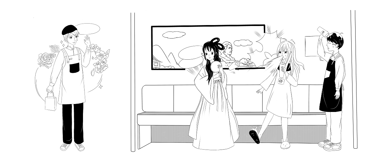 奶茶店主题插画围挡（图ZMjI5ODI4ODUy） - 商业插画 - 站酷设计师啊咪咪原创素材 - 站酷ZCOOL