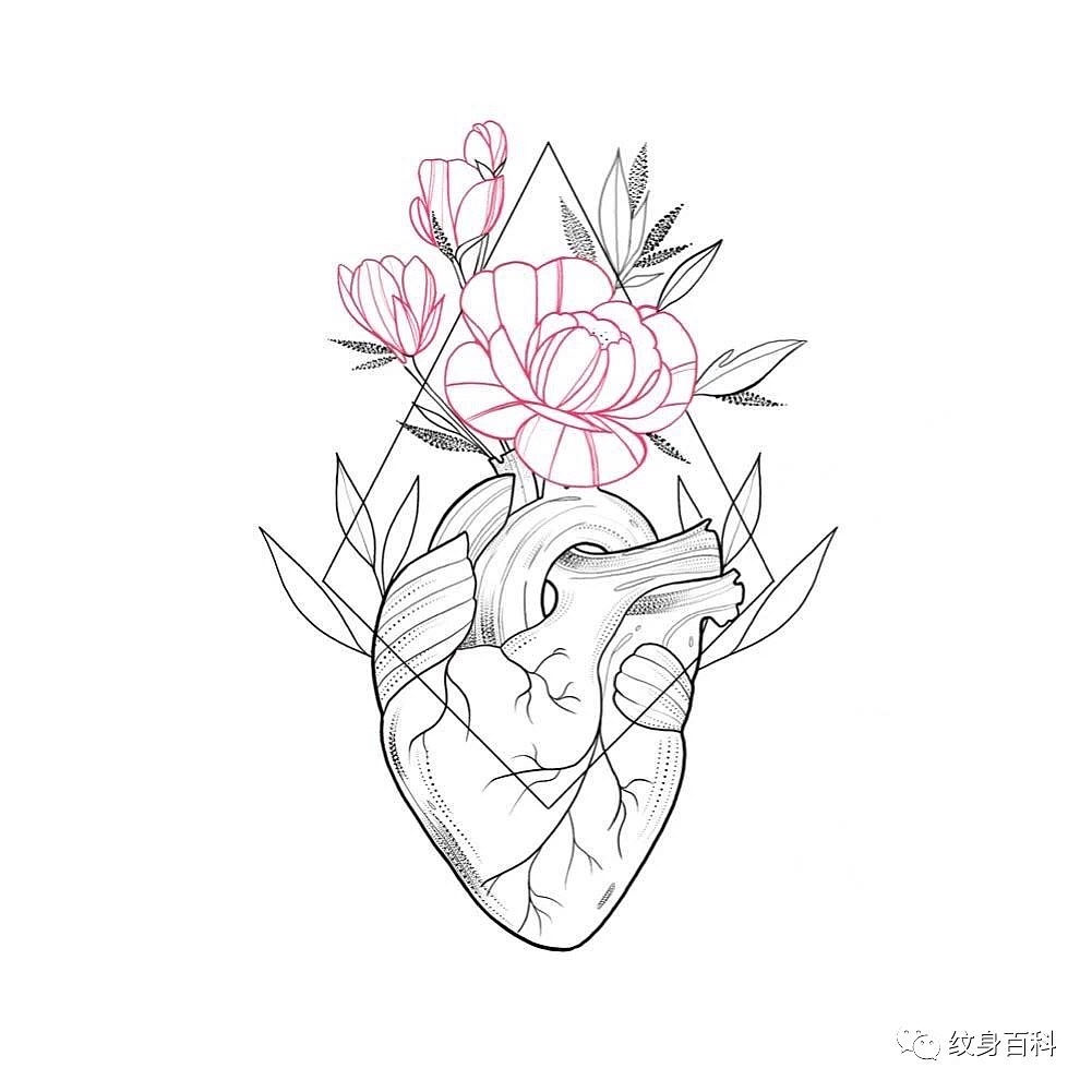 纹身手稿结合体花手稿