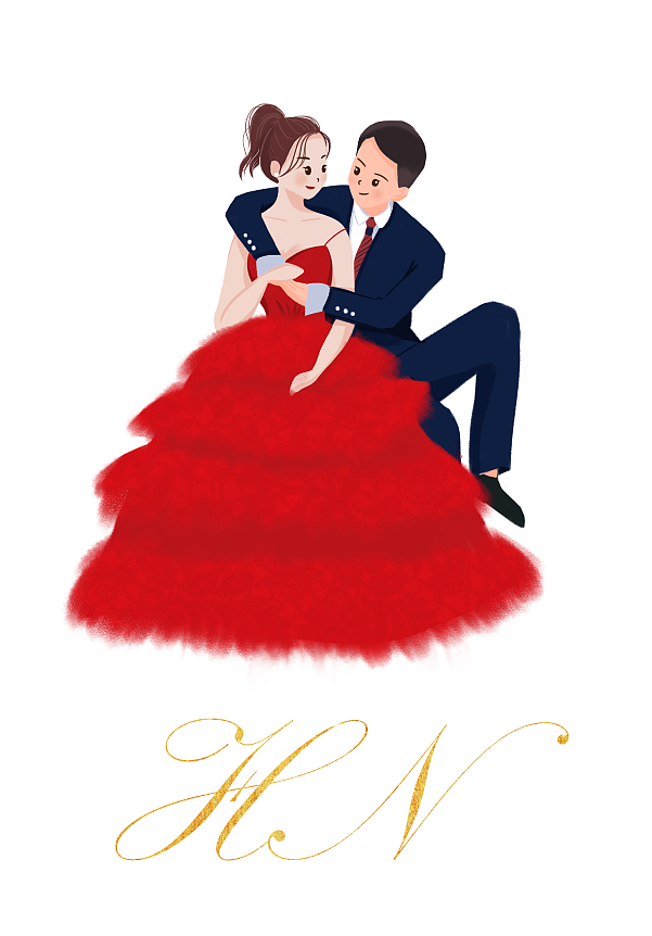 结婚插画贺图