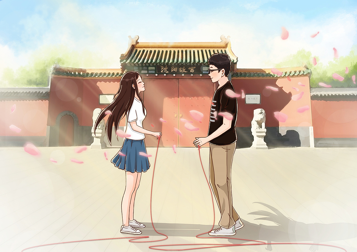 遇见：情侣纪念插画（图ZODExMjE3ODQ=） - 艺术插画 - 站酷设计师zhaoxiaocai原创素材 - 站酷ZCOOL