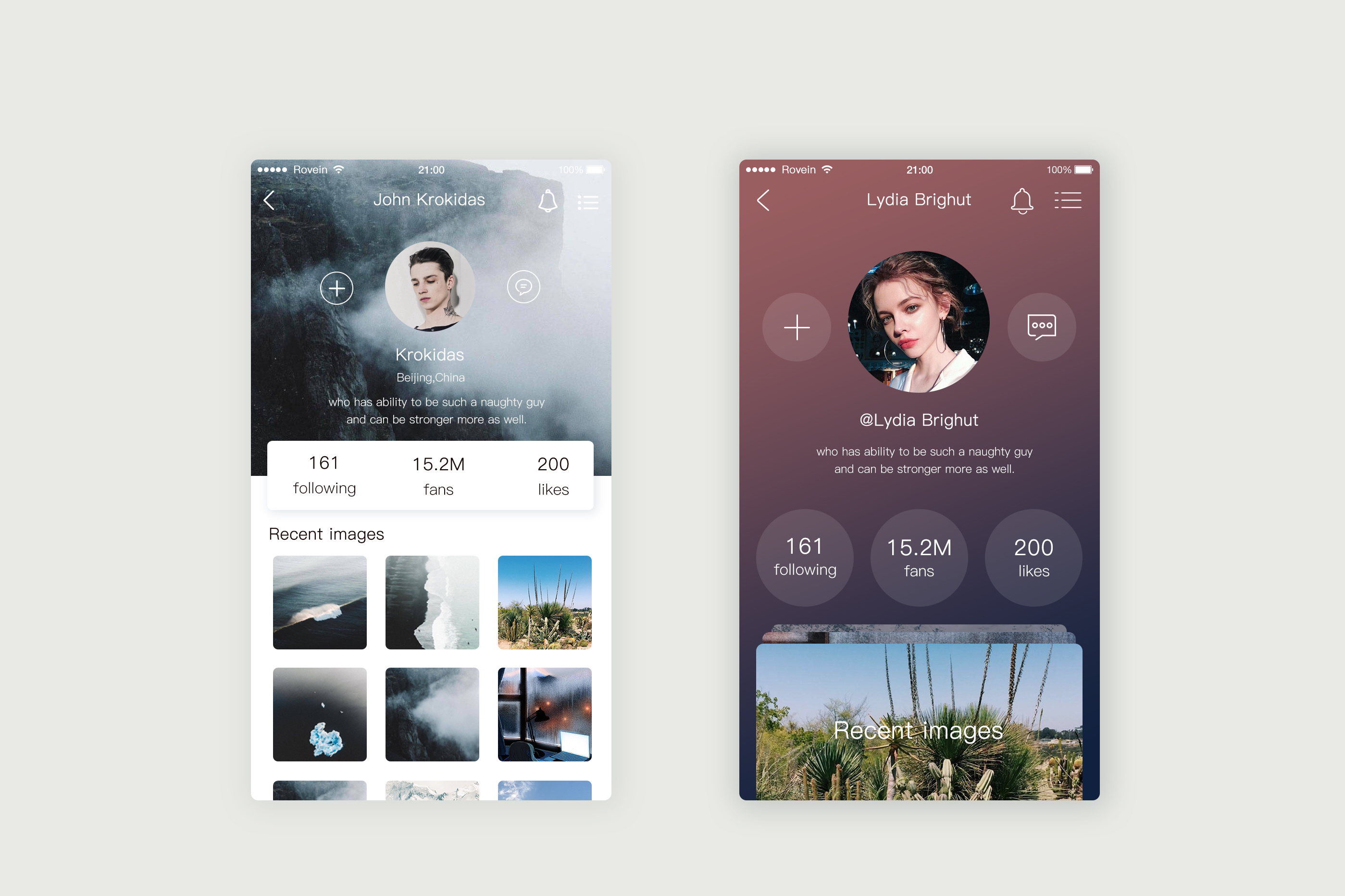欧美风的个人中心页面设计|ui|app界面|carolineluu - 原创作品