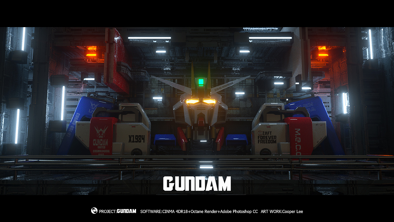 机动战士高达(gundam)格纳库安置状态渲染