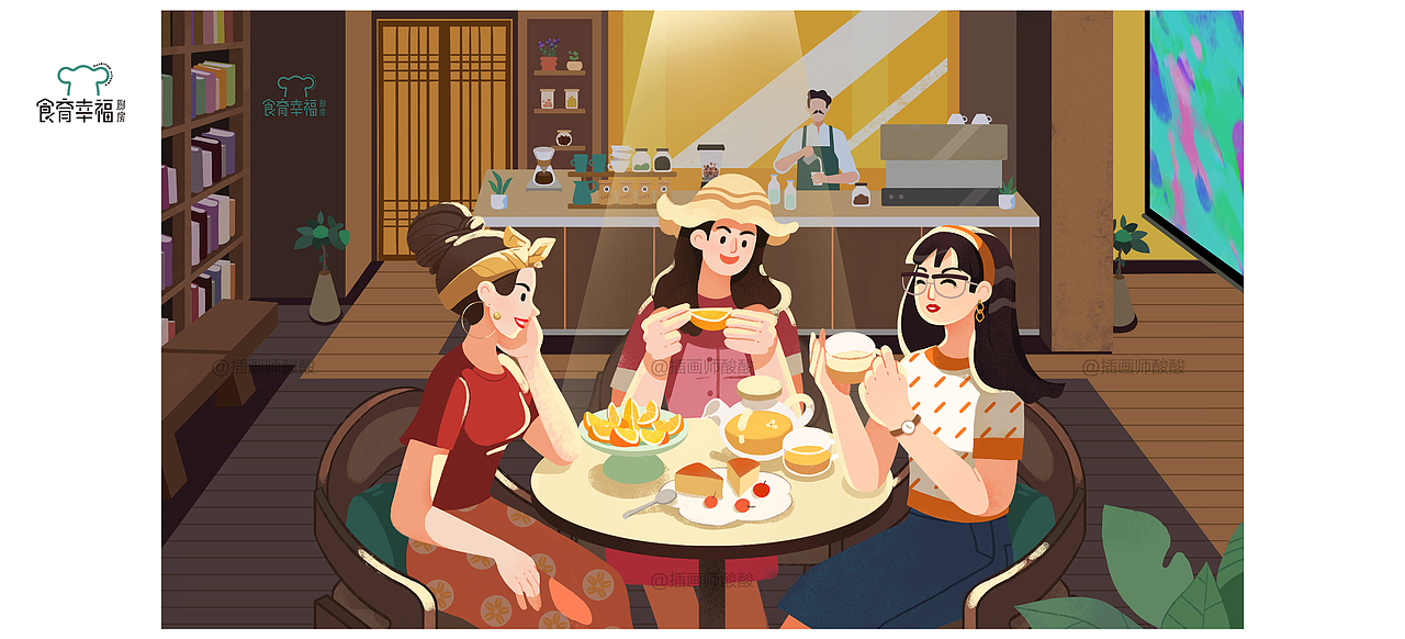 【插画】食育幸福厨房宣传插画（图ZMjczODMzOTIw） - 商业插画 - 站酷设计师插画师酸酸原创素材 - 站酷ZCOOL