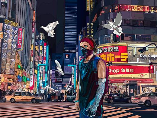 机械城市印象——赛博朋克风格插画创作(续)