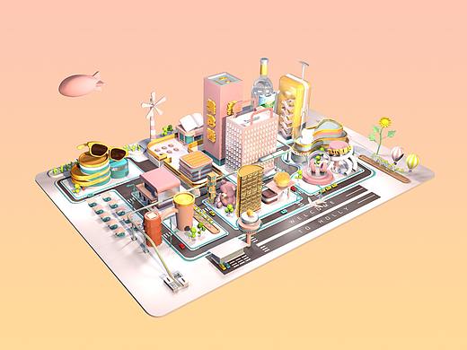 C4D练习 城市