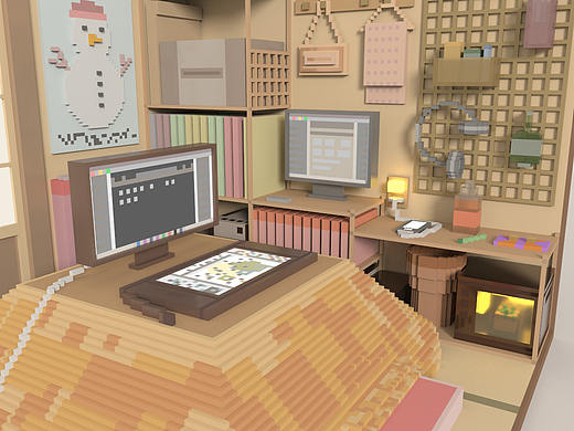 日式木屋-体素建模-MagicaVoxel