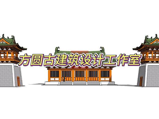 中国宋式古建筑——寺庙天王殿建筑组团