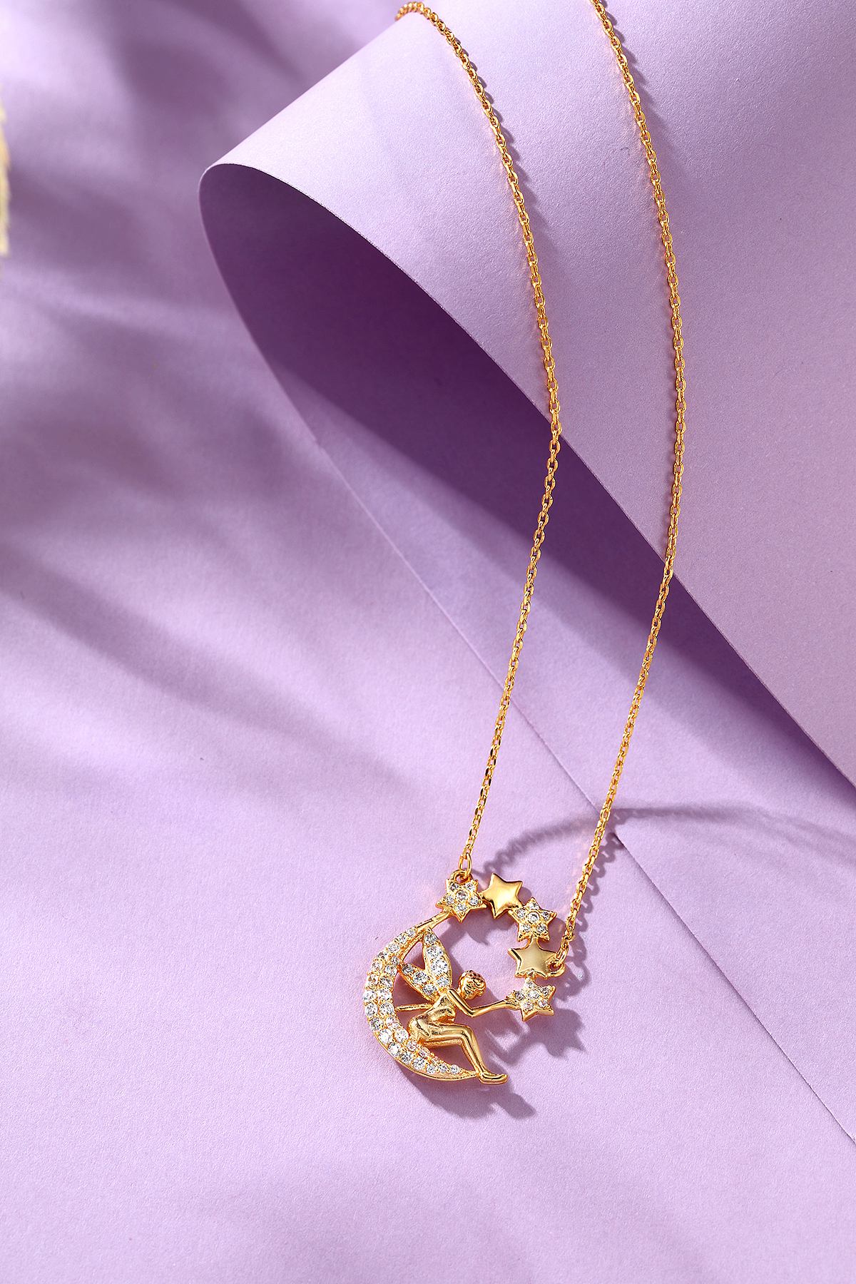 一波浅紫底 小精灵 项链 首饰摄影 首饰场景