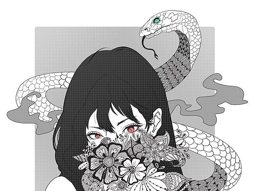 Girl And Snake｜随笔练习（个人主页-ZNDQ2MzgyMjQ=） - 创作习作 - 站酷设计师ChEn_ToT原创素材 - 站酷ZCOOL