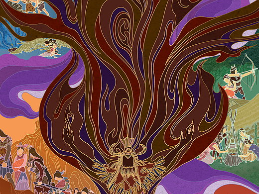 《苗祖·蚩尤》舞臺(tái)劇海報(bào)設(shè)計(jì)插畫(huà)（個(gè)人主頁(yè)-ZNDU3MDIwNDg=） - 海報(bào) - 站酷設(shè)計(jì)師雨里原創(chuàng)素材 - 站酷ZCOOL