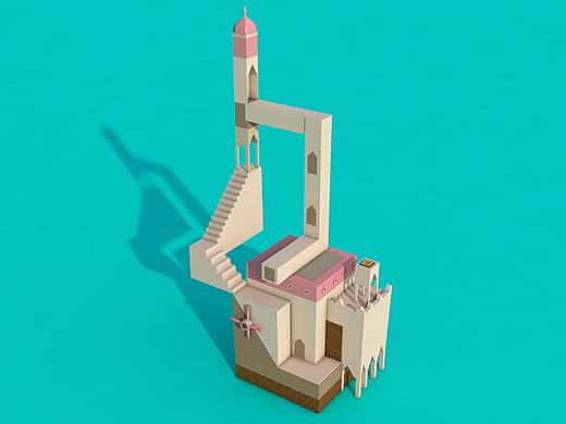 场景练习-纪念碑谷01（个人主页-ZMzQ0ODIyMDQ=） - 场景 - 站酷设计师又撞了个满怀原创素材 - 站酷ZCOOL