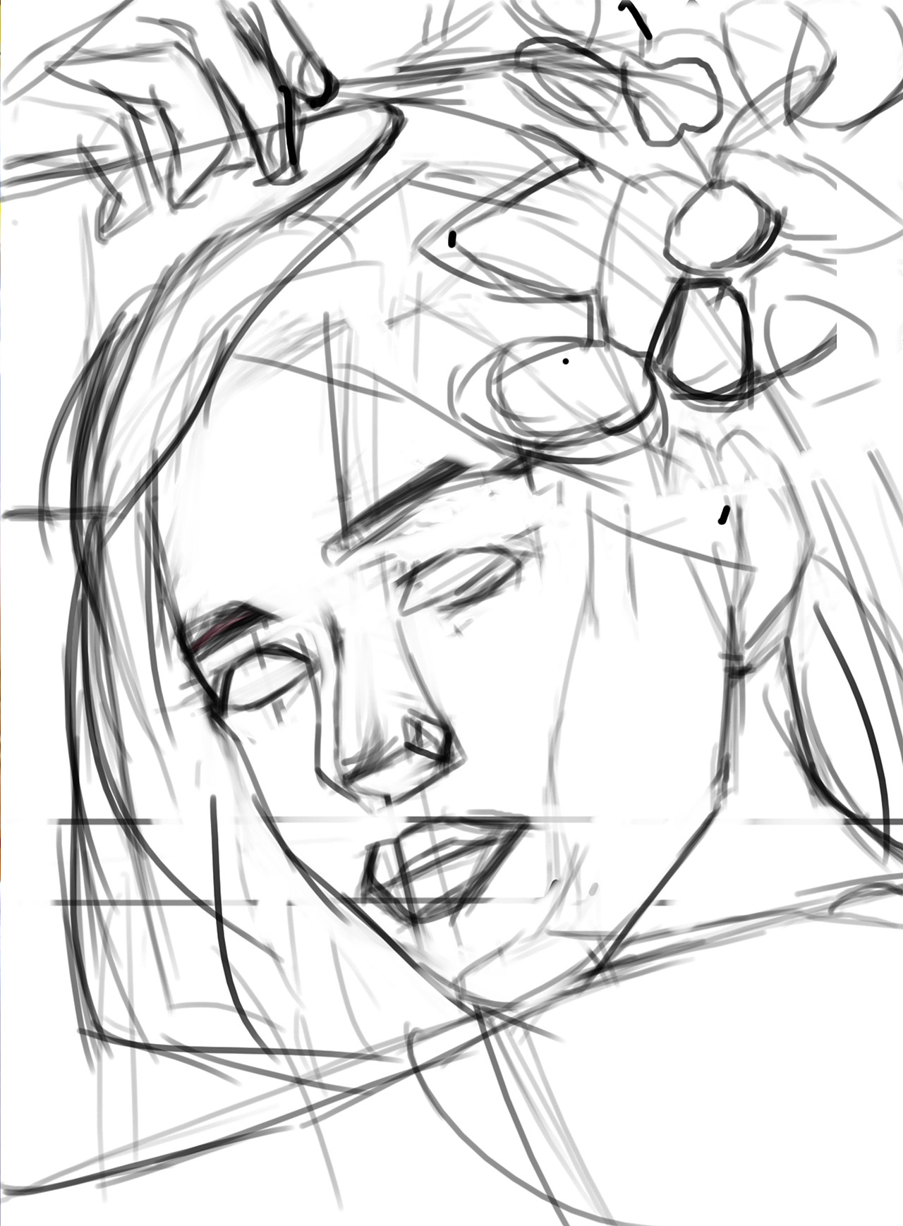 手绘板人像写实插画