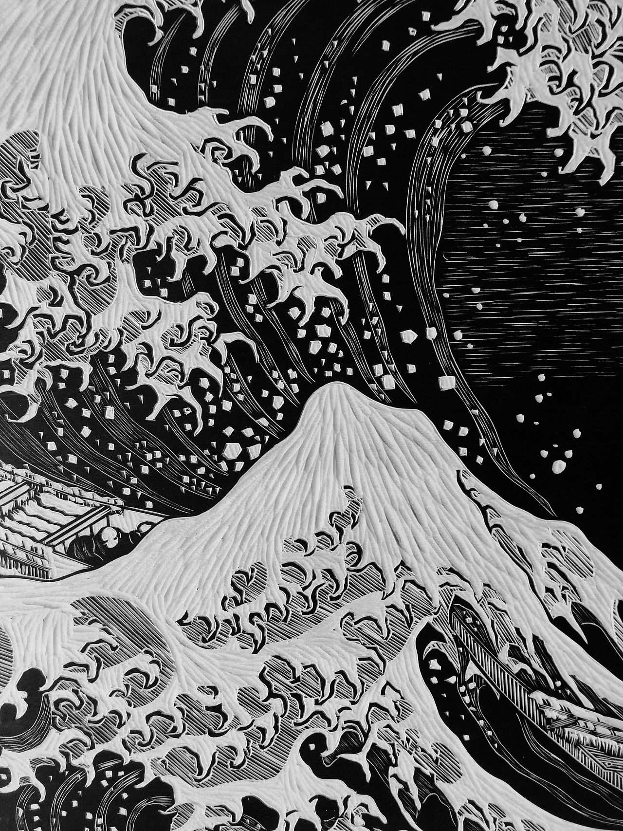 版画【神奈川冲浪里】|纯艺术|绘画|wuhaiting_原创作品-站酷zcool