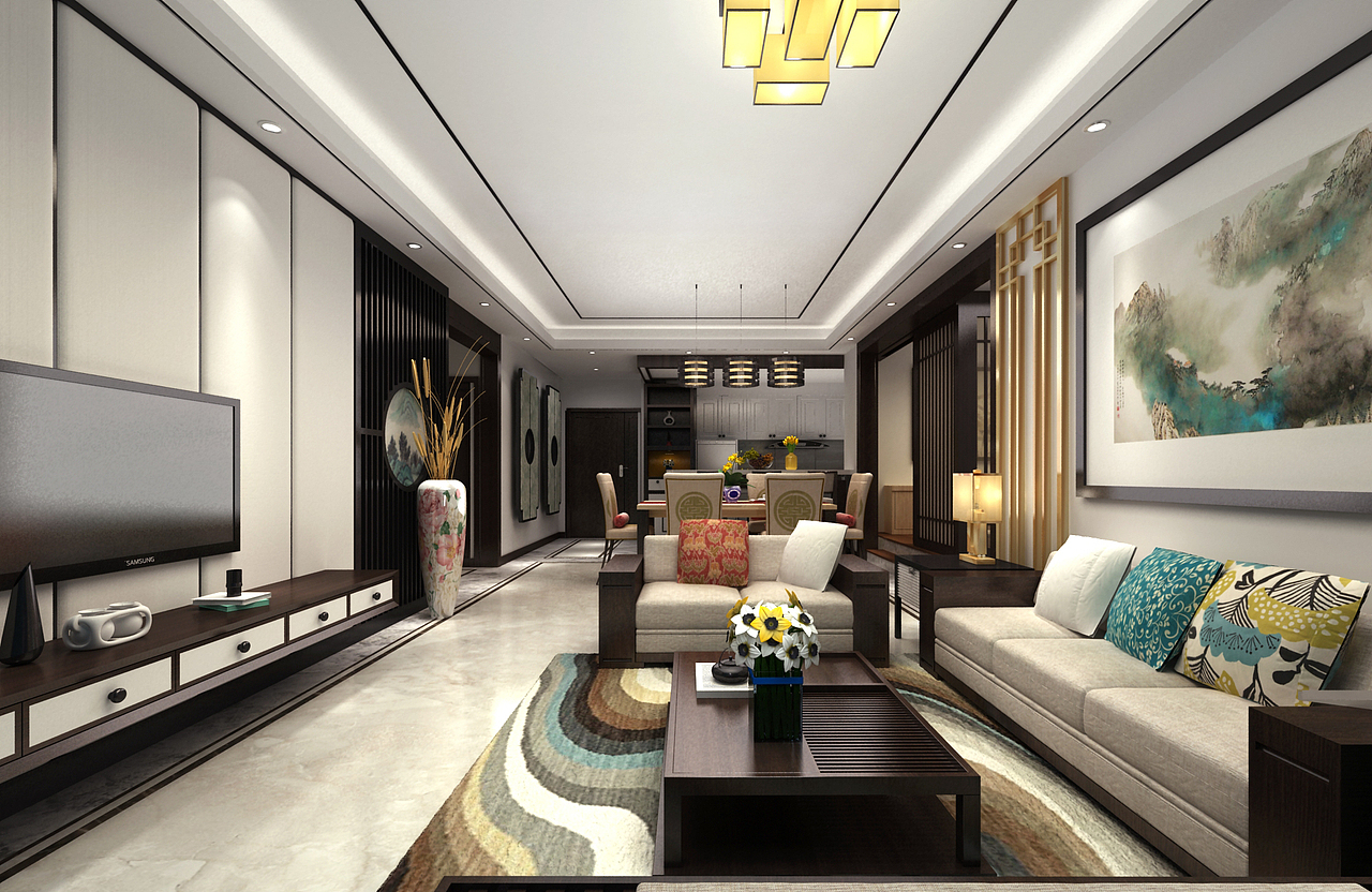 新中式客厅（图ZNTgwMzMwODg=） - 家装设计 - 站酷设计师lian880126原创素材 - 站酷ZCOOL